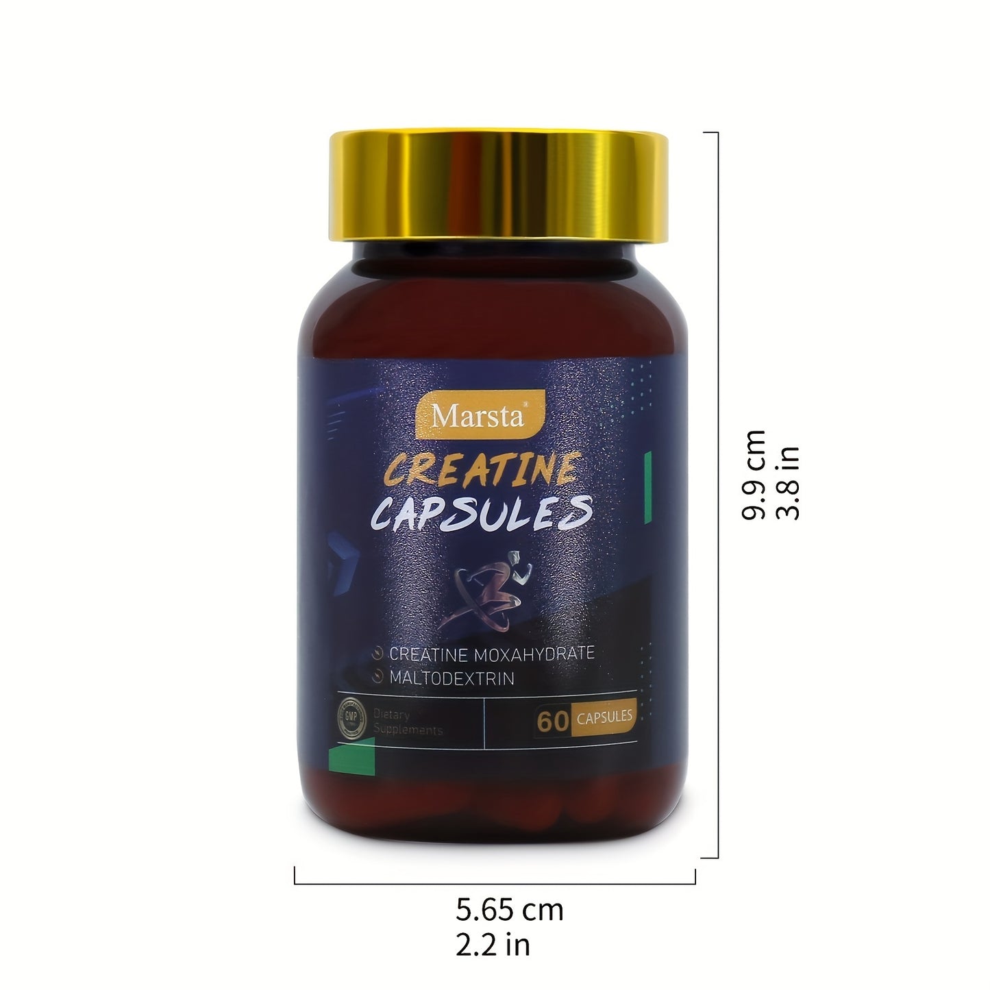 Marsta Creatine Capsules | 60 Capsules Per Bottle | Contains Rich Creatine Hydrate And Magnesium Stearate, Expands Muscle Energy Reserves And Replenishes Sugar, Maintaining Positive Nitrogen Balance | Suitable For Fitness People