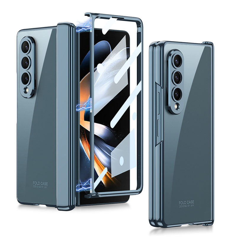 Electroplated Transparent Magnetic Hinge All-included Phone Case With Back Screen Protector For Samsung Galaxy Z Fold5 Fold4 - Mycasety Mycasety