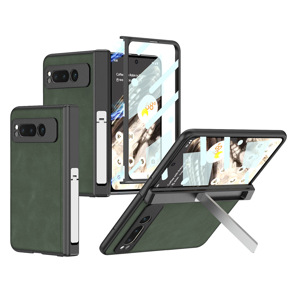 Magnetic Folding Hinge All-inclusive Leather Case With Tempered Film For Google Pixel Fold With Damped folding Bracket - mycasety2023 Mycasety