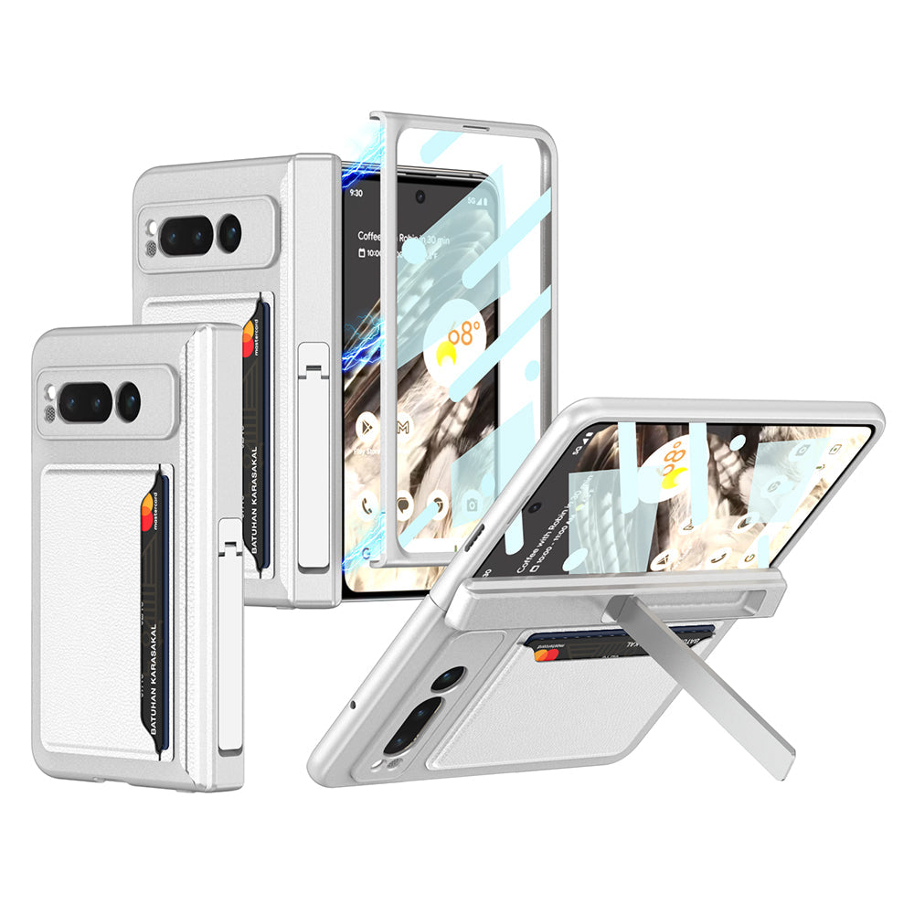 Magnetic Folding All-inclusive Leather Case With Tempered Film For Google Pixel Fold With Damped Folding Bracket & Card Holder - mycasety2023 Mycasety
