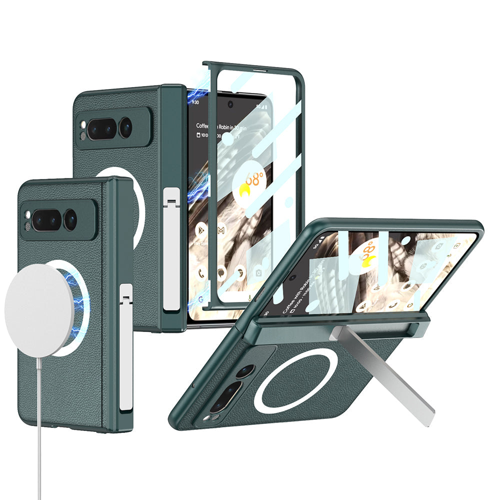 Magnetic Magsafe All-inclusive Invisible Bracket Leather Case For Google Pixel Fold With Back Screen Protector - mycasety2023 Mycasety