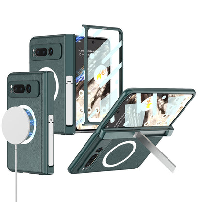 Magnetic Magsafe All-inclusive Invisible Bracket Leather Case For Google Pixel Fold With Back Screen Protector - mycasety2023 Mycasety