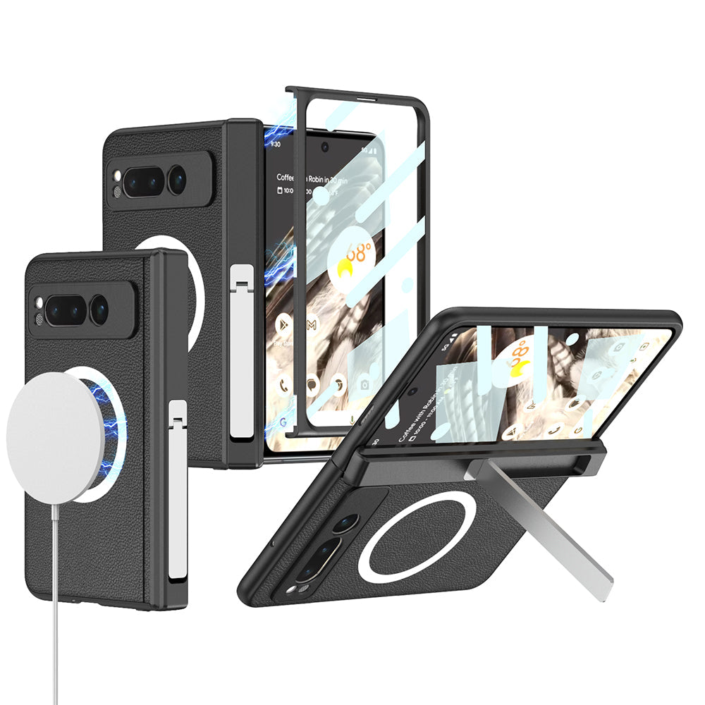 Magnetic Magsafe All-inclusive Invisible Bracket Leather Case For Google Pixel Fold With Back Screen Protector - mycasety2023 Mycasety