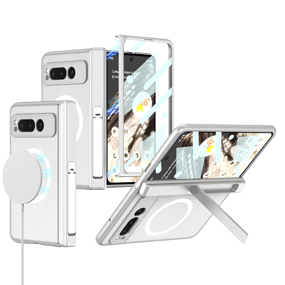 Magnetic Magsafe All-inclusive Invisible Bracket Leather Case For Google Pixel Fold With Back Screen Protector - mycasety2023 Mycasety