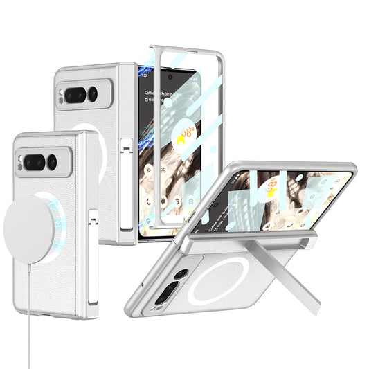Magnetic Magsafe All-inclusive Invisible Bracket Leather Case For Google Pixel Fold With Back Screen Protector - mycasety2023 Mycasety