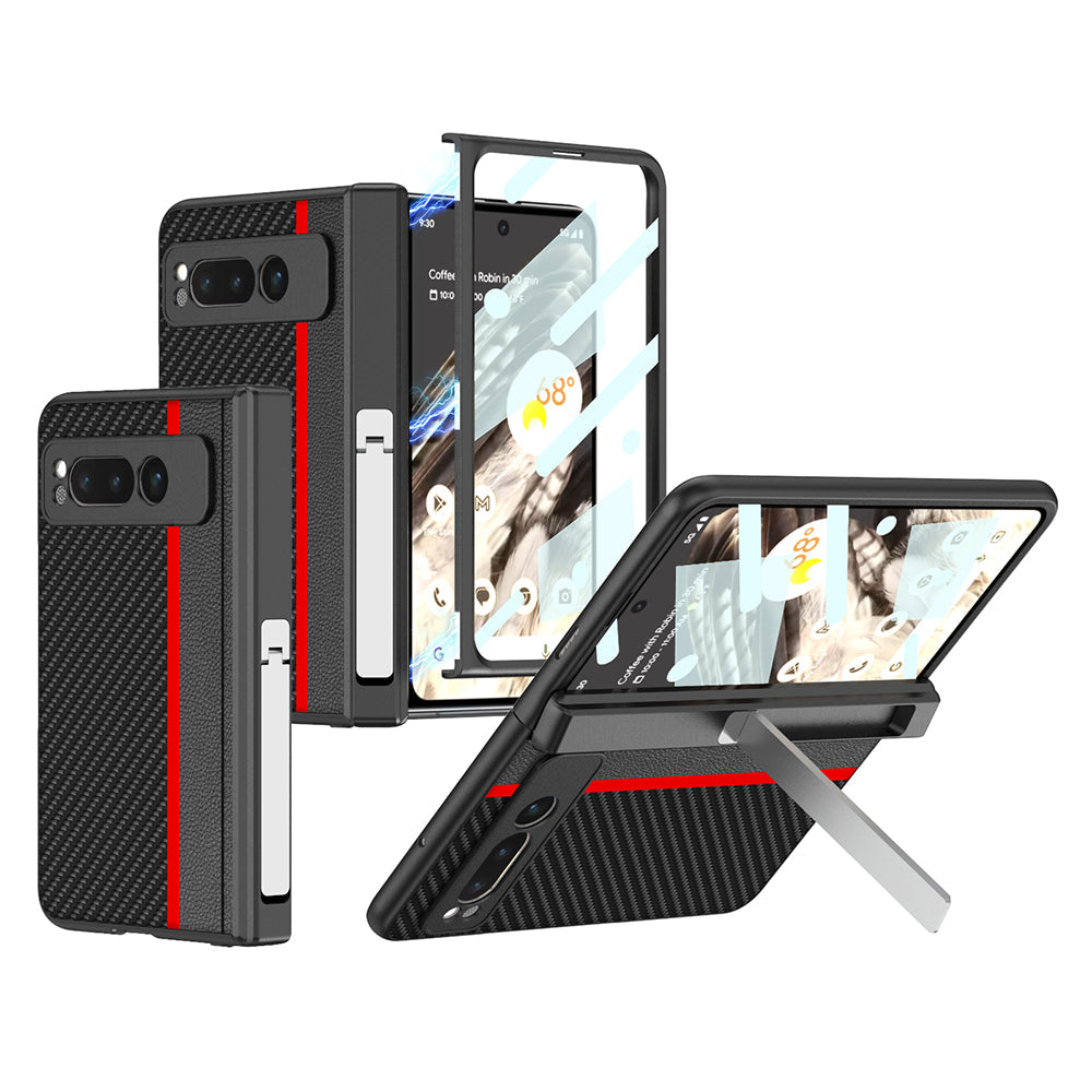 Magnetic All-inclusive Leather Case With Tempered Film For Google Pixel Fold With Invisible Bracket - mycasety2023 Mycasety