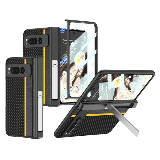 Magnetic All-inclusive Leather Case With Tempered Film For Google Pixel Fold With Invisible Bracket - mycasety2023 Mycasety
