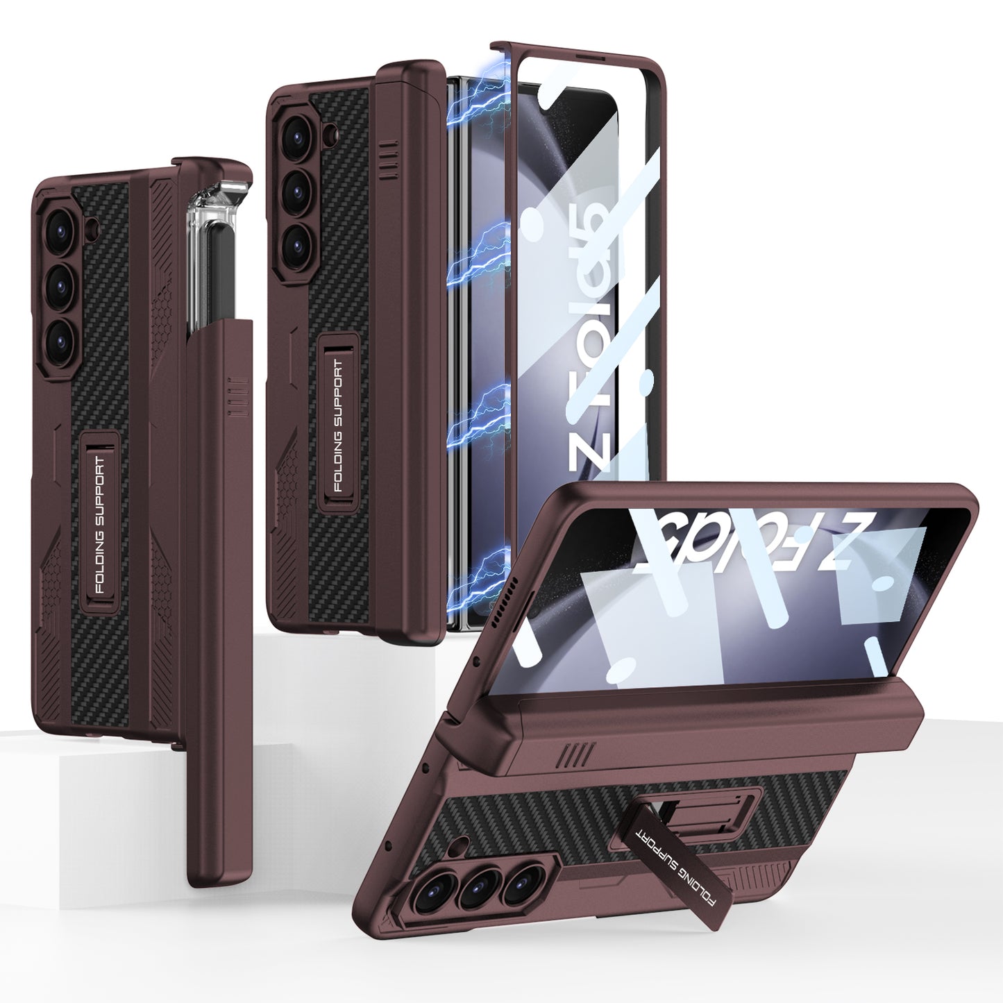 Magnetic Samsung Galaxy Z Fold5 Integrated on the Drawer Case With S Pen Slide Case & Film
