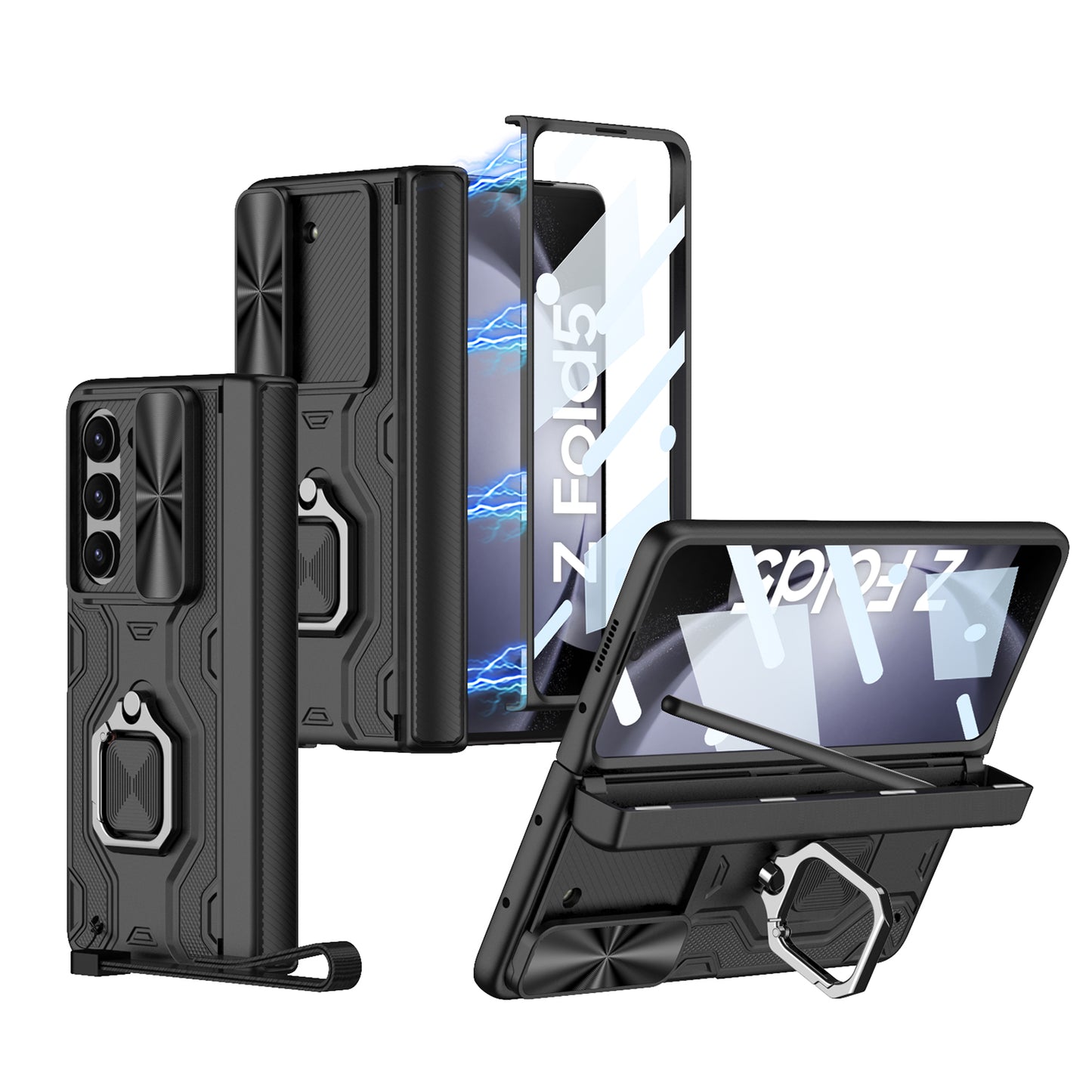 Magnetic  Samsung Fold5 folding  Case With Stand Camera Window Protection