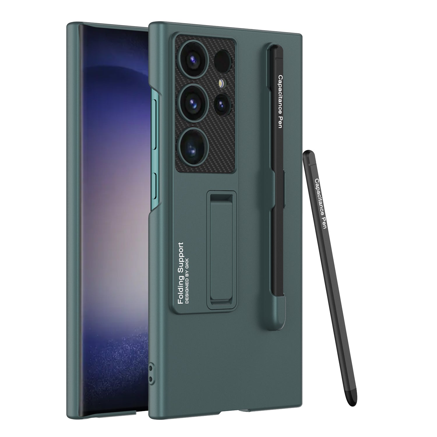 Frosted Invisible Bracket Protective Phone Case With Pen Box & Stylus For Samsung Galaxy S24 S23 Ultra Plus - Mycasety Mycasety