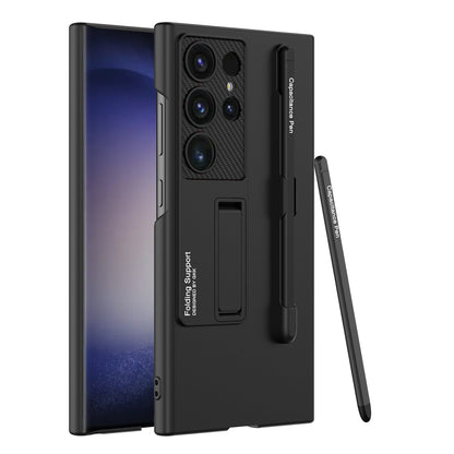 Frosted Invisible Bracket Protective Phone Case With Pen Box & Stylus For Samsung Galaxy S24 S23 Ultra Plus - Mycasety Mycasety