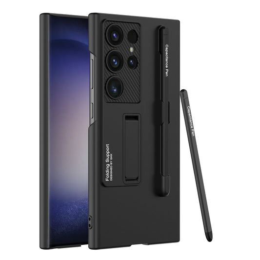 Frosted Invisible Bracket Protective Phone Case With Pen Box & Stylus For Samsung Galaxy S24 S23 Ultra Plus - Mycasety Mycasety
