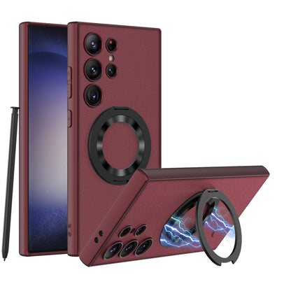 Leather Magnetic Bracket Protective Phone Case For Samsung Galaxy S24 S23 Ultra Plus - Mycasety Mycasety