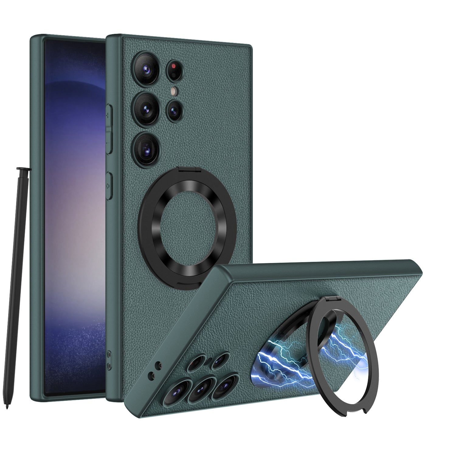 Leather Magnetic Bracket Protective Phone Case For Samsung Galaxy S24 S23 Ultra Plus - Mycasety Mycasety