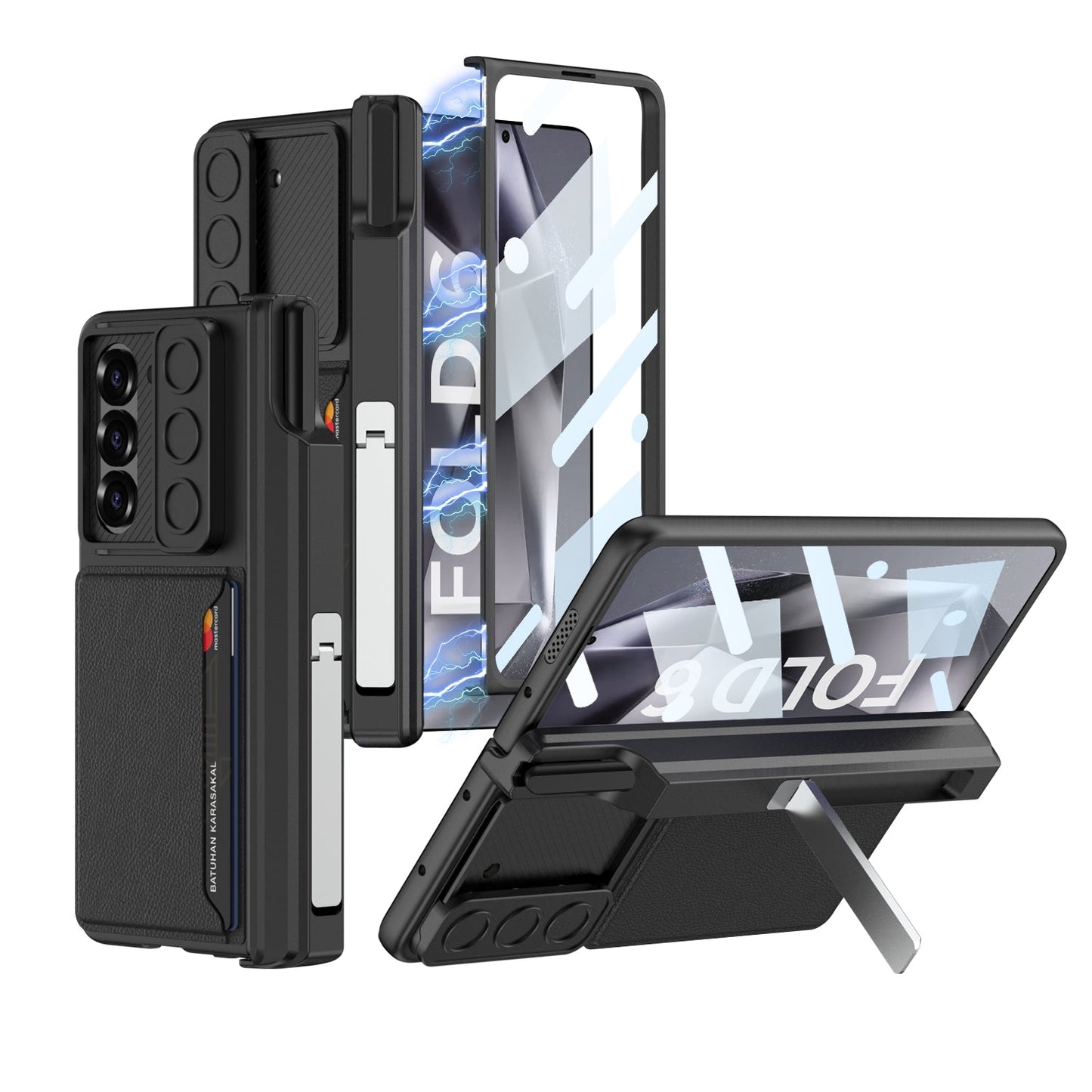 Magnetic Hinge Pen Box Lens Slide Protector Shockproof Phone Case With Screen Protector & Card Holder For Samsung Galaxy Z Fold 6