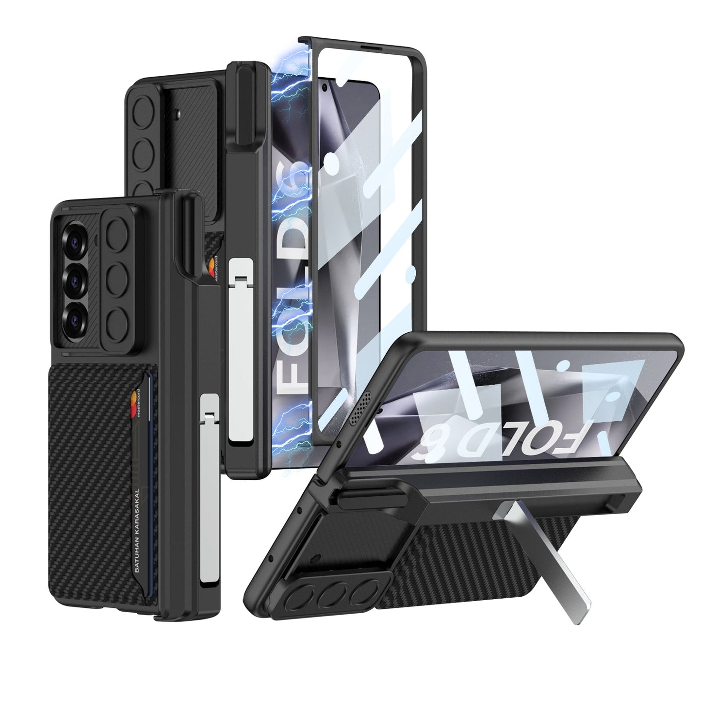 Magnetic Hinge Pen Box Lens Slide Protector Shockproof Phone Case With Screen Protector & Card Holder For Samsung Galaxy Z Fold 6