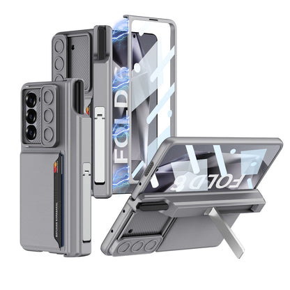 Magnetic Hinge Pen Box Lens Slide Protector Shockproof Phone Case With Screen Protector & Card Holder For Samsung Galaxy Z Fold 6