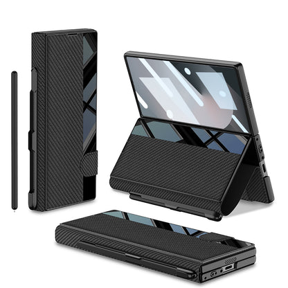 Luxurious Leather Cover Shockproof Phone Case With Screen Protector & Pen Slot For Galaxy Z Fold 6/7