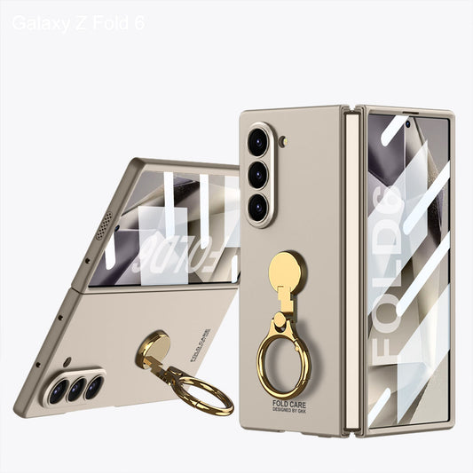 Luxury Shockproof Phone Case With Gold Ring Holder For Samsung Galaxy Z Fold 6