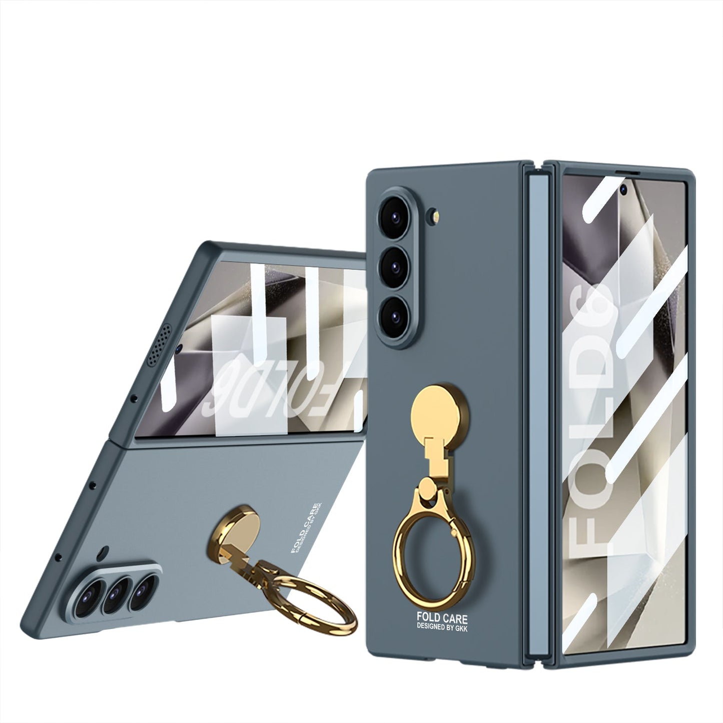 Luxury Shockproof Phone Case With Gold Ring Holder For Samsung Galaxy Z Fold 6