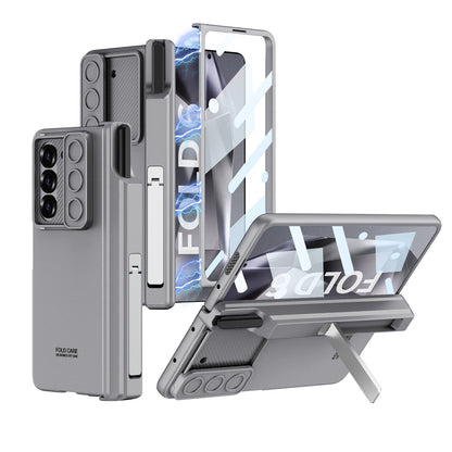 Magnetic Hinge Pen Box Shockproof Phone Case With Screen Protector & Lens Slide Protector For Galaxy Z Fold 6/5/4