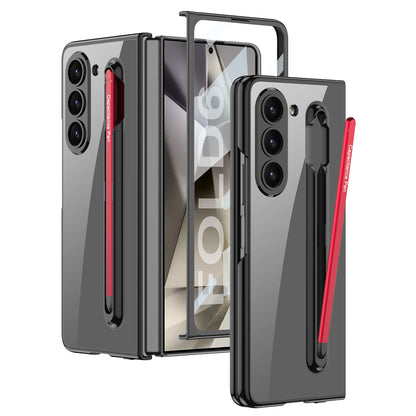 Transparent Electroplating Protective Phone Case With Pen Tray Shell and Film For Samsung Galaxy Z Fold6