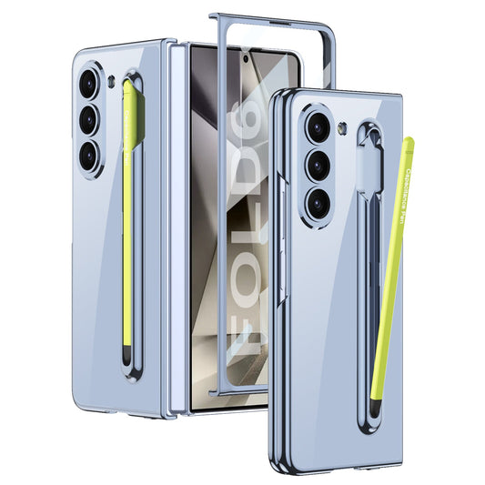 Transparent Electroplating Protective Phone Case With Pen Tray Shell and Film For Samsung Galaxy Z Fold6