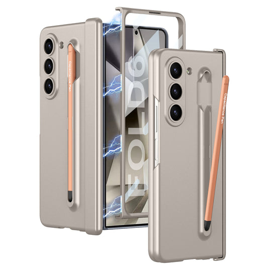 Magnetic Hinge Anti-fall Protective Phone Case With Pen Tray Shell and Film For Samsung Galaxy Z Fold6