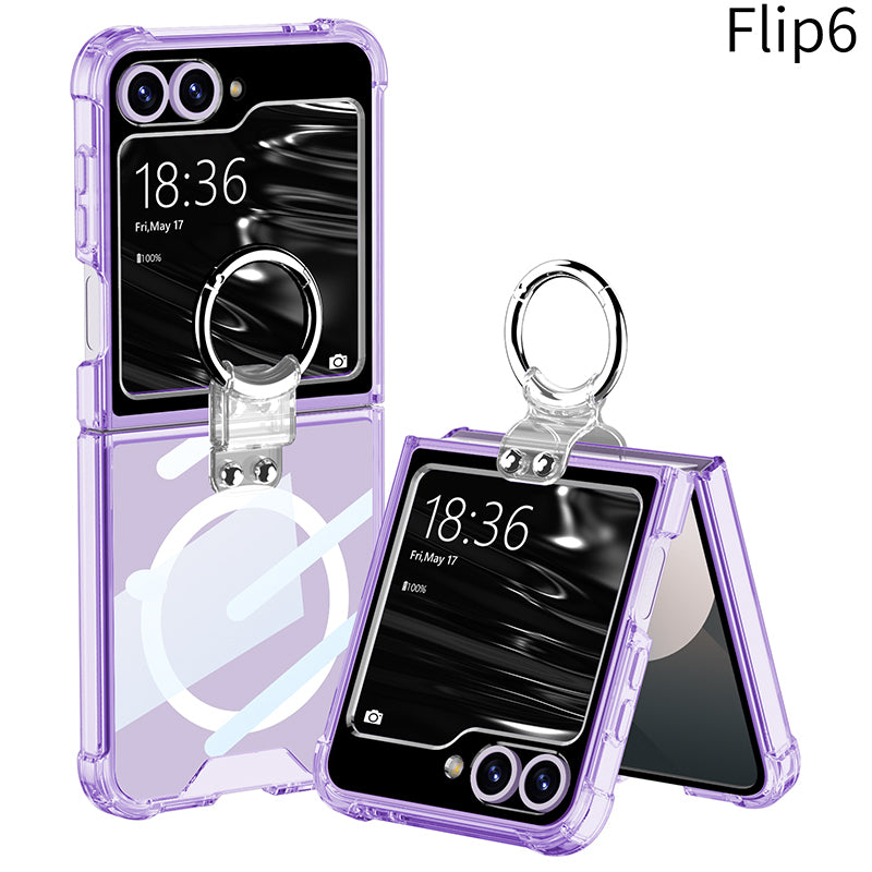 Airbag Anti-fall Transparent Galaxy Z Flip6 Case with Ring Holder