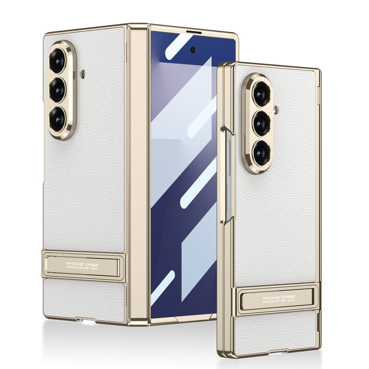 Golden Electroplated Leather Shockproof Phone Cover For Galaxy Z Fold 7/8 Ultra Wide