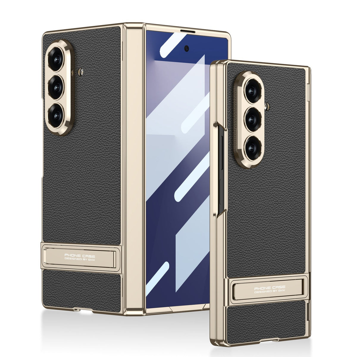 Golden Electroplated Leather Shockproof Phone Cover For Galaxy Z Fold 7/8 Ultra Wide