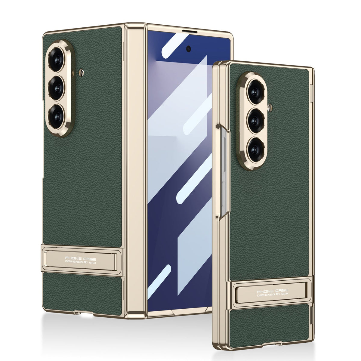 Golden Electroplated Leather Shockproof Phone Cover For Galaxy Z Fold 7/8 Ultra Wide
