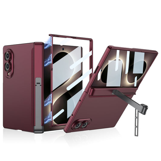 Premium Hinge Case with Integrated Tempered Glass & Hidden Dual-Position Kickstand For Galaxy Z Fold8 Wide Ultra