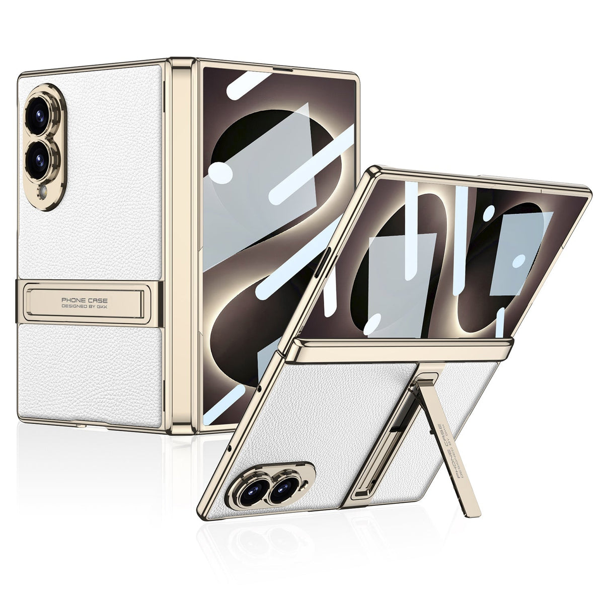 Golden Electroplated Leather Shockproof Phone Cover For Galaxy Z Fold 7/8 Ultra Wide