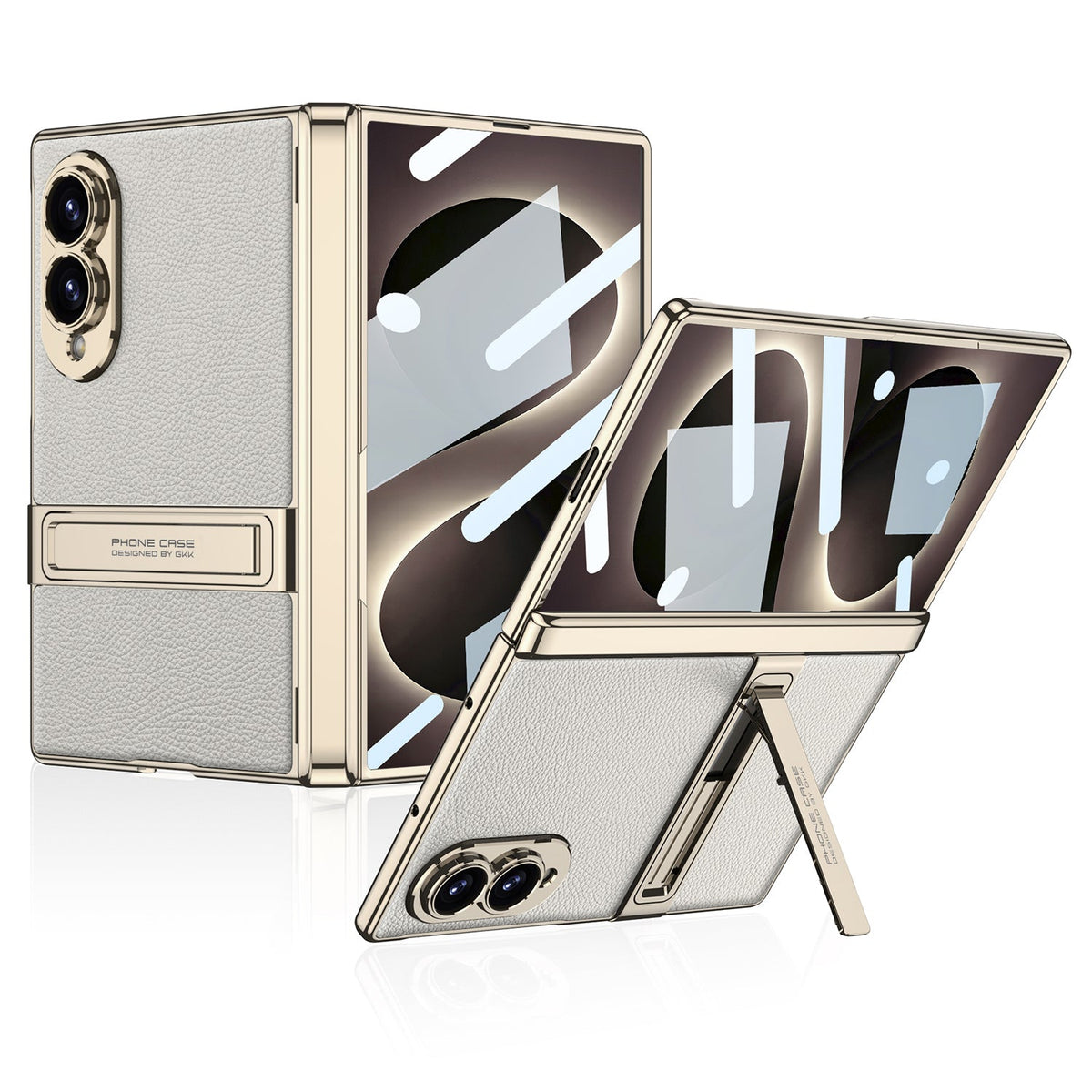 Golden Electroplated Leather Shockproof Phone Cover For Galaxy Z Fold 7/8 Ultra Wide