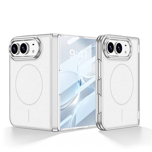 iPhone Duo - Magnetic Hinge Protection Leather Cover Built-in Tempered Glass Film & Magnetic Ring