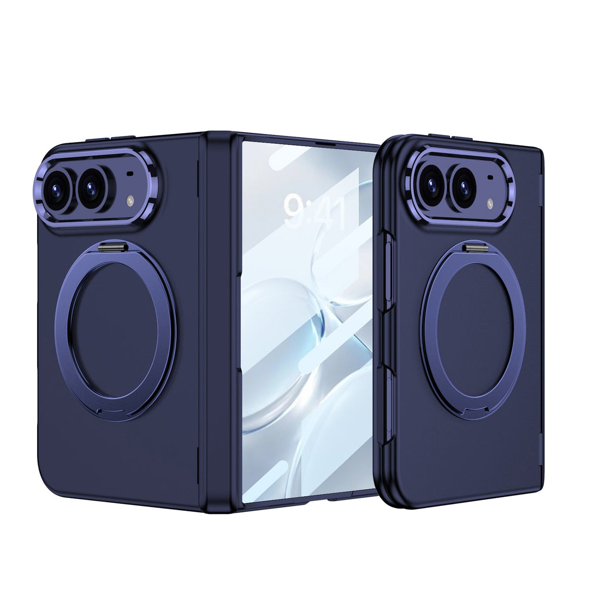 iPhone Duo - Magnetic Hinge Protection Fashion Cover Built-in Tempered Glass Film & Magnetic Kickstand