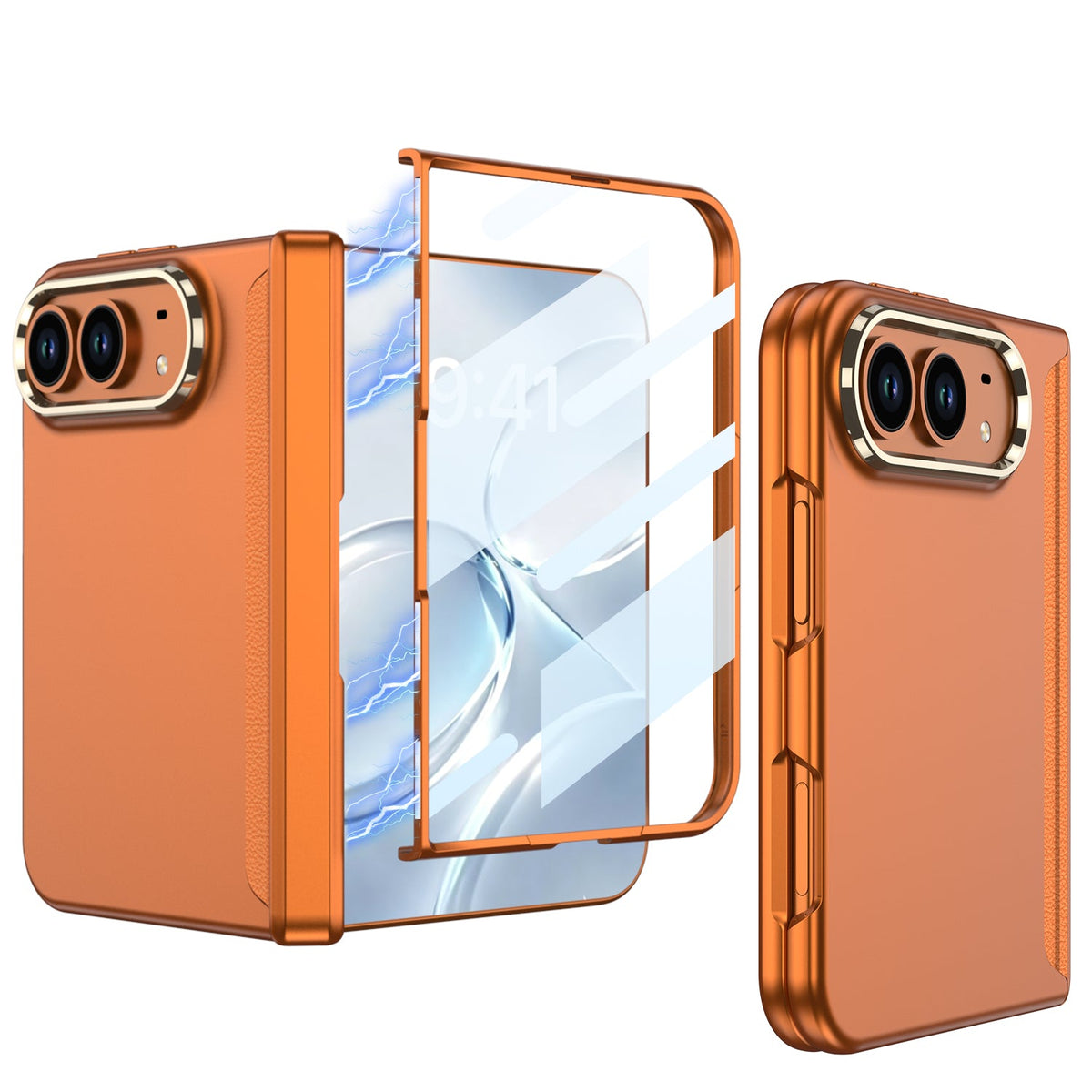 iPhone Duo - Magnetic Hinge Protection Business Cover Built-in Tempered Glass Film