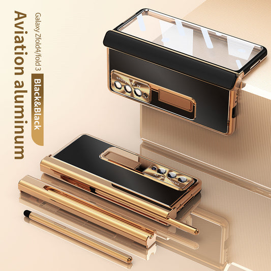 Aluminum Alloy Frame Magnetic Bracket All-Inclusive Electroplating Phone Case For Samsung Galaxy Z Fold3 Fold4 Fold5 - Mycasety Mycasety