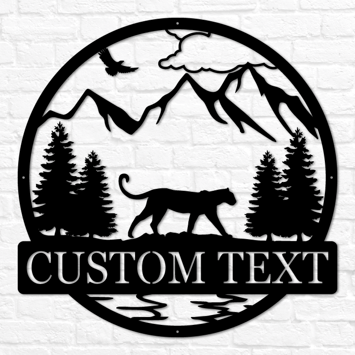 Cougar Mountain Lion Outdoor Monogram