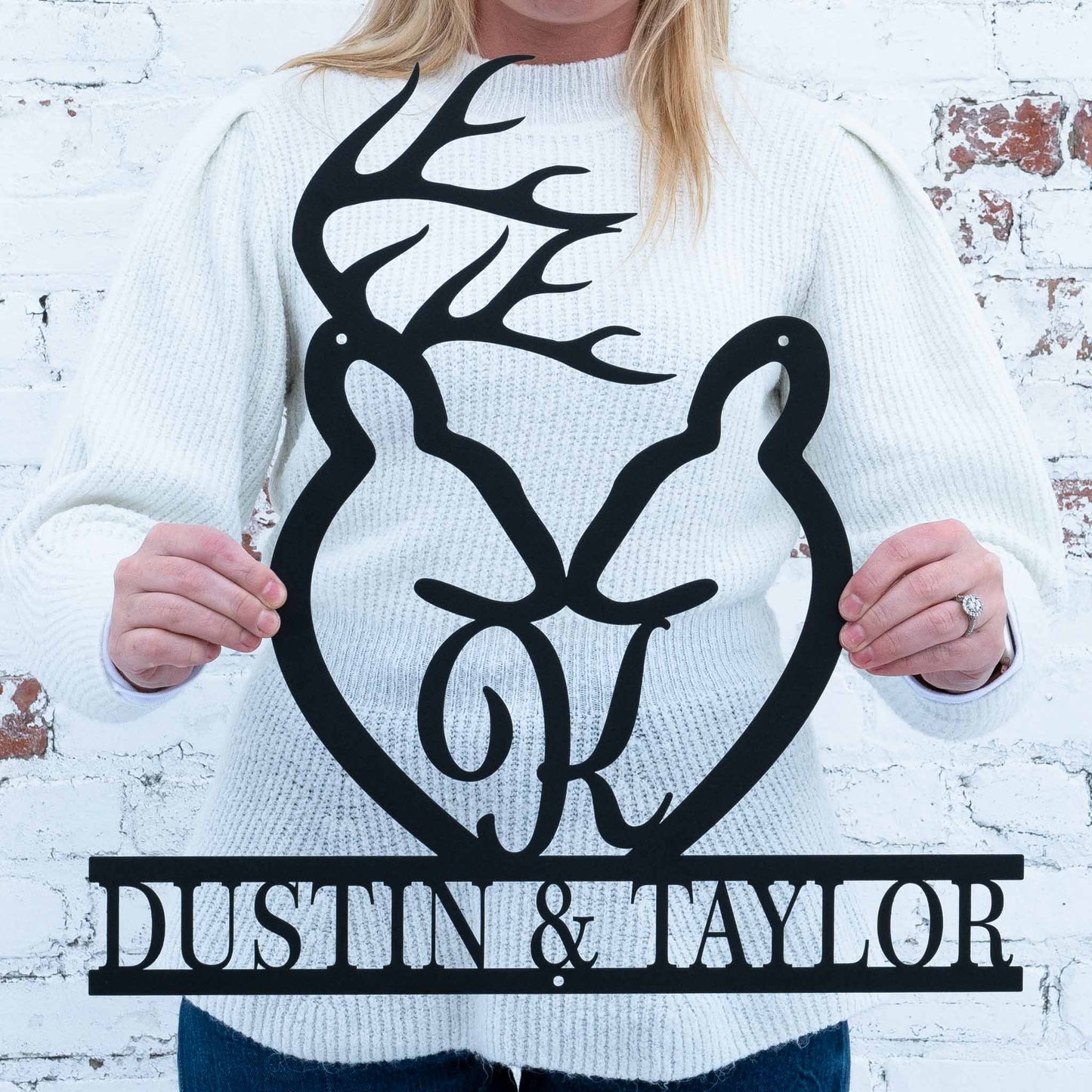 Deer Heart Letter Monogram with Names