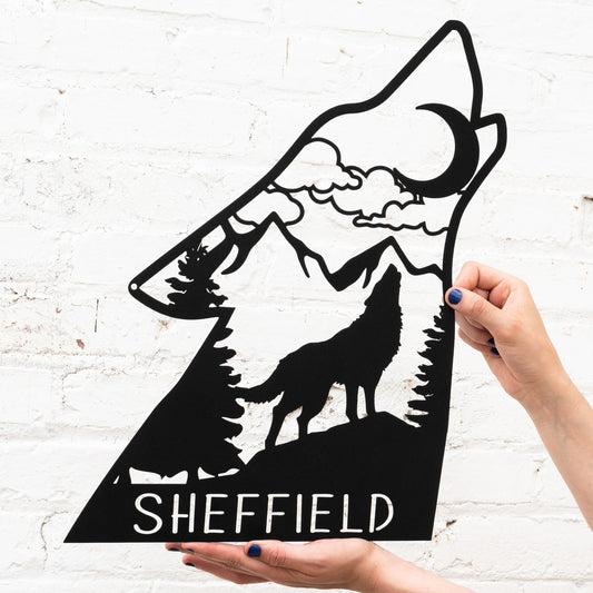 Wolf Head Name Sign