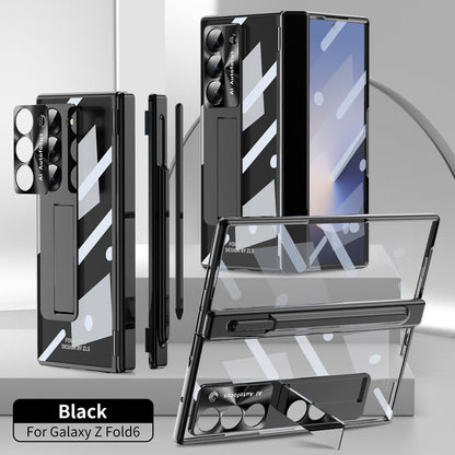 Magnetic Hinge Plating Case For Galaxy Z Fold6 Fold5 Fold4 Fold3 With Double Hinge Protector