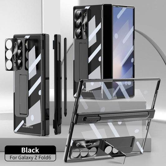Magnetic Hinge Plating Case For Galaxy Z Fold6 Fold5 Fold4 Fold3 With Double Hinge Protector