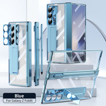 Magnetic Hinge Plating Case For Galaxy Z Fold6 Fold5 Fold4 Fold3 With Double Hinge Protector