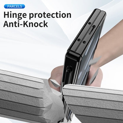 Magnetic Hinge Plating Case For Galaxy Z Fold6 Fold5 Fold4 Fold3 With Double Hinge Protector