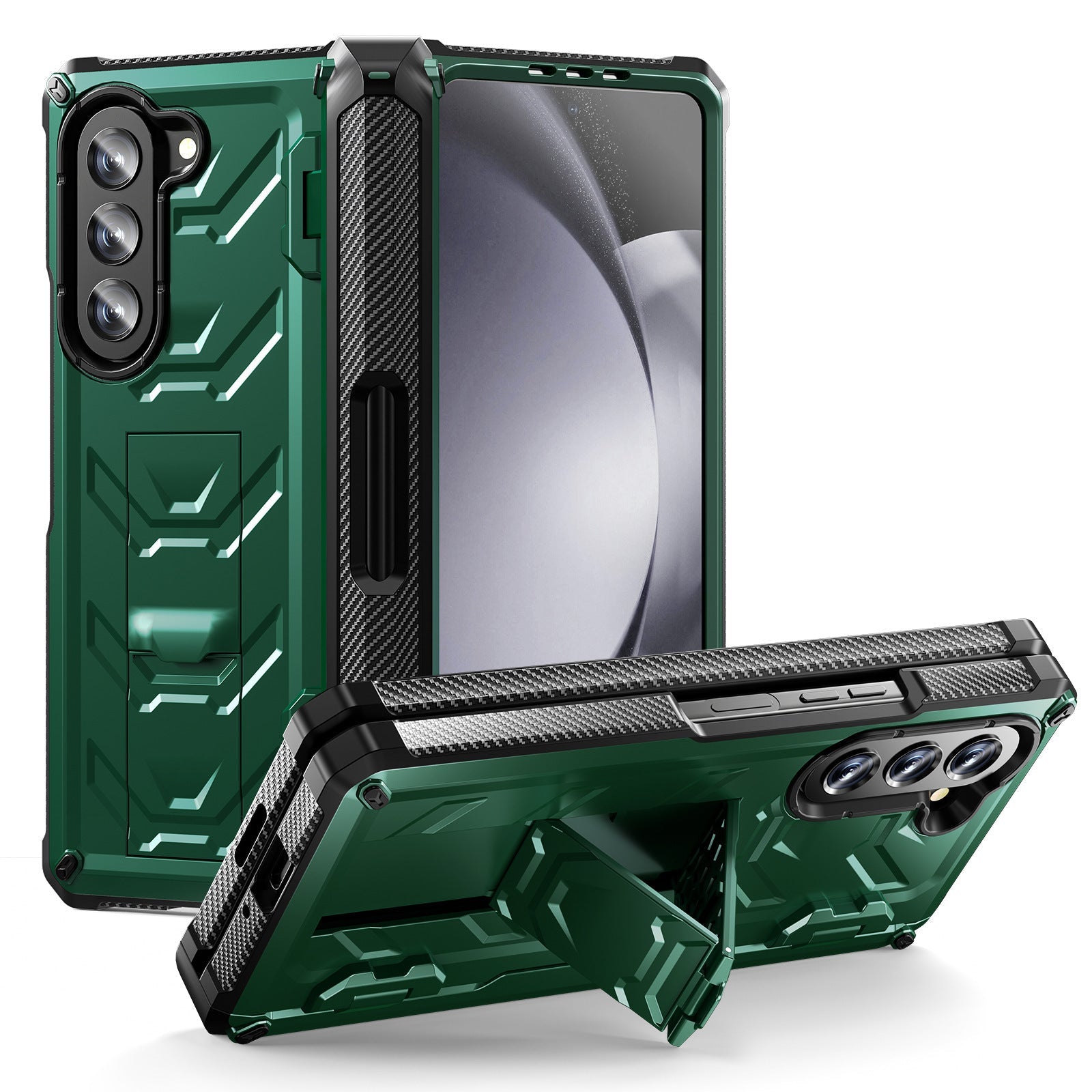 Double-Cover Mecha all-inclusive Rugged Phone Case For Samsung Galaxy Z Fold5 Fold4 Fold3 5G - Mycasety Mycasety