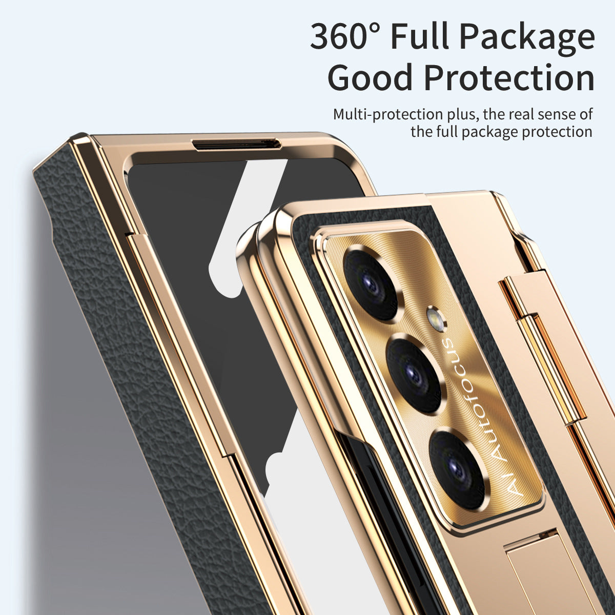 Luxury Leather Magnetic Bracket Shell Electroplated Phone Case For Galaxy Z Fold 8/7/6/5/4/3 With Back Screen Glass