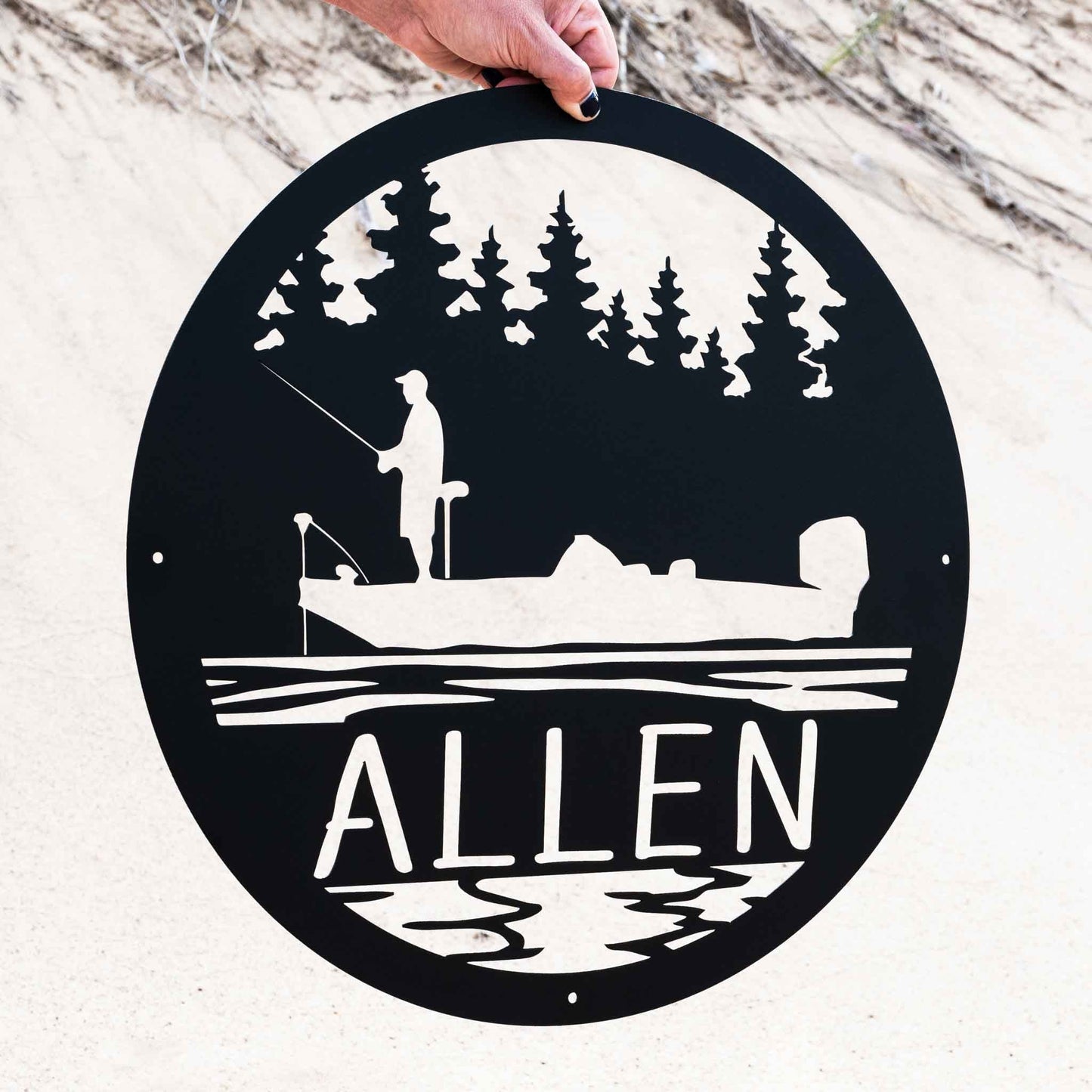 Bass Fishing Scene Monogram