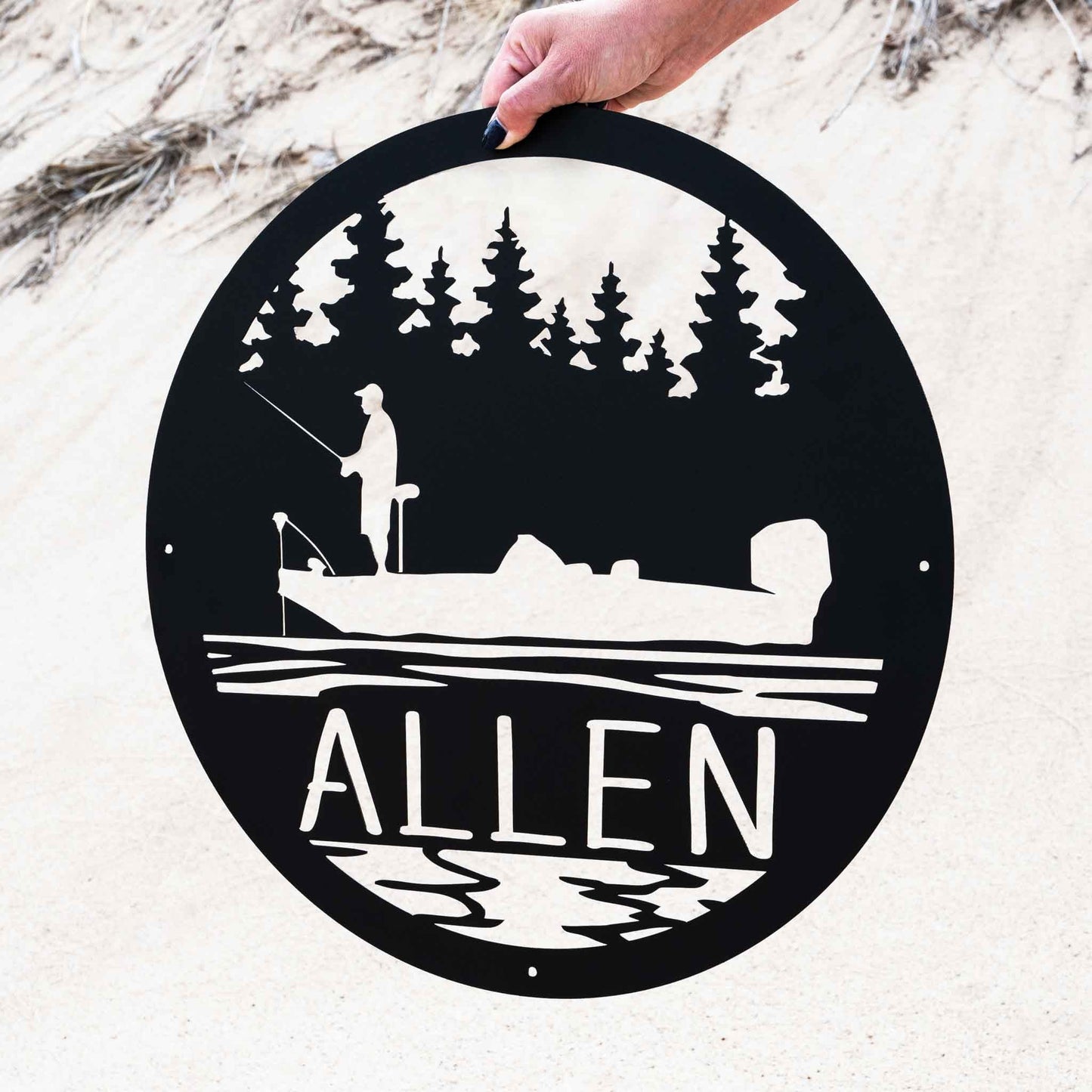 Bass Fishing Scene Monogram